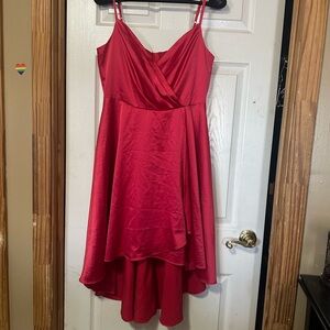 Premier Amour Vibrant Silk High-low Cut Red Pink Magenta Dress NWOT JCPenny